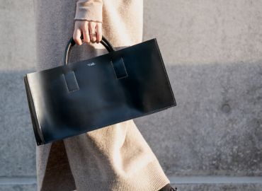 ランチバスケット風なレザーハンドバッグ【Basket】｜glass black